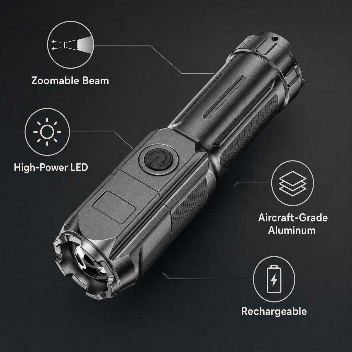 100000 Lumen camping Tactical USB Rechargeable LED Flashlight