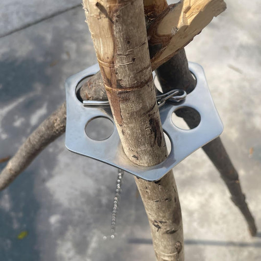 Camping Tripod Board Accessories，Turn Branches into Campfire Tripod ，Stainless Steel Campfire Support Plate with Adjustable Chain for Hanging CookwarePortable Camping Gear (standard) (Plus-2)